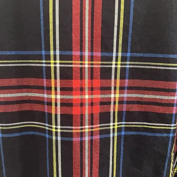 Talbots Velvet Trim Top Red Plaid Long Sleeve Split Neck Womens XL Christmas - Picture 8 of 12